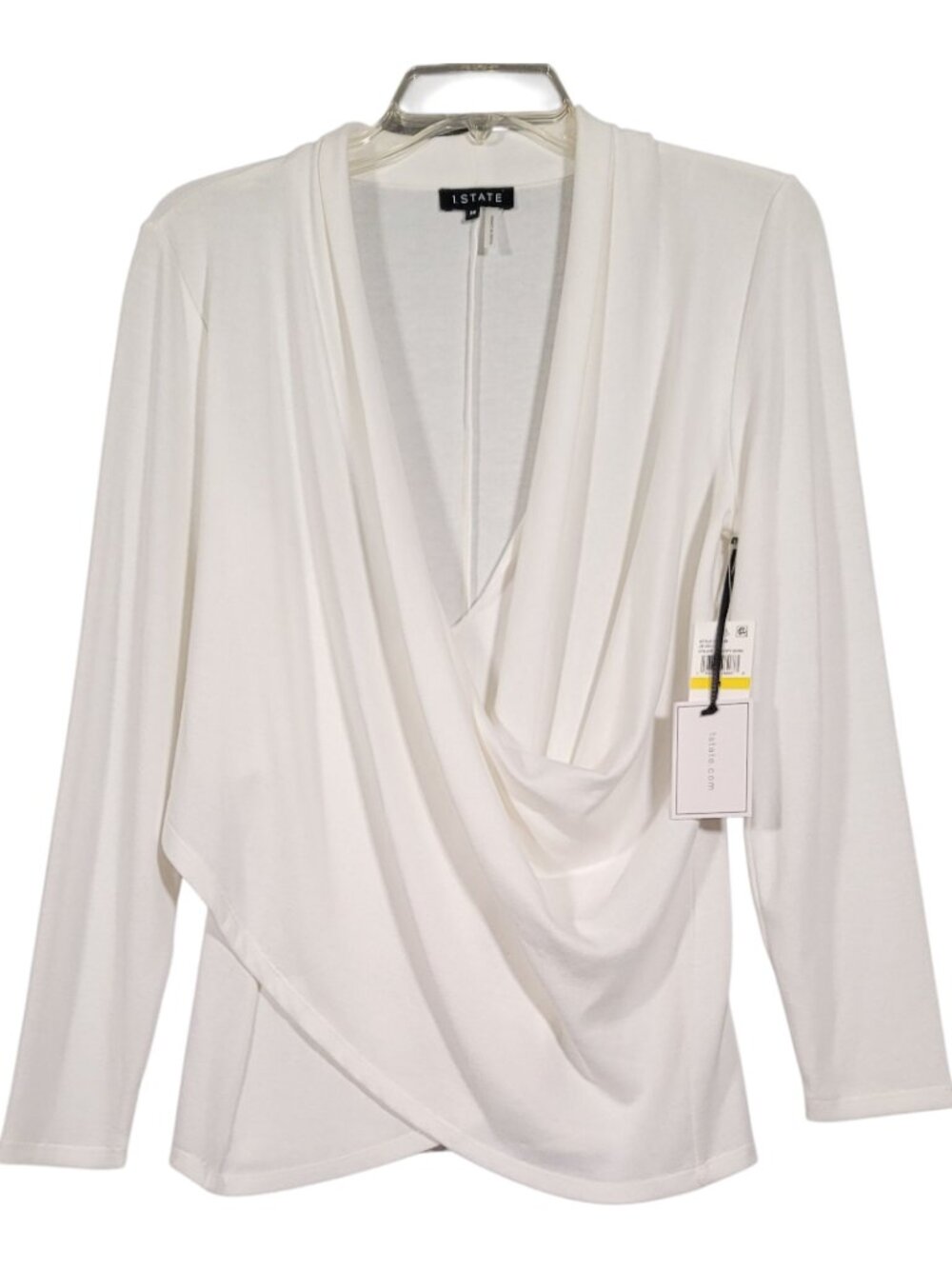 1. State Cross Front Cozy Knit Top Long Sleeve White Women's Size‎ Medium NWT